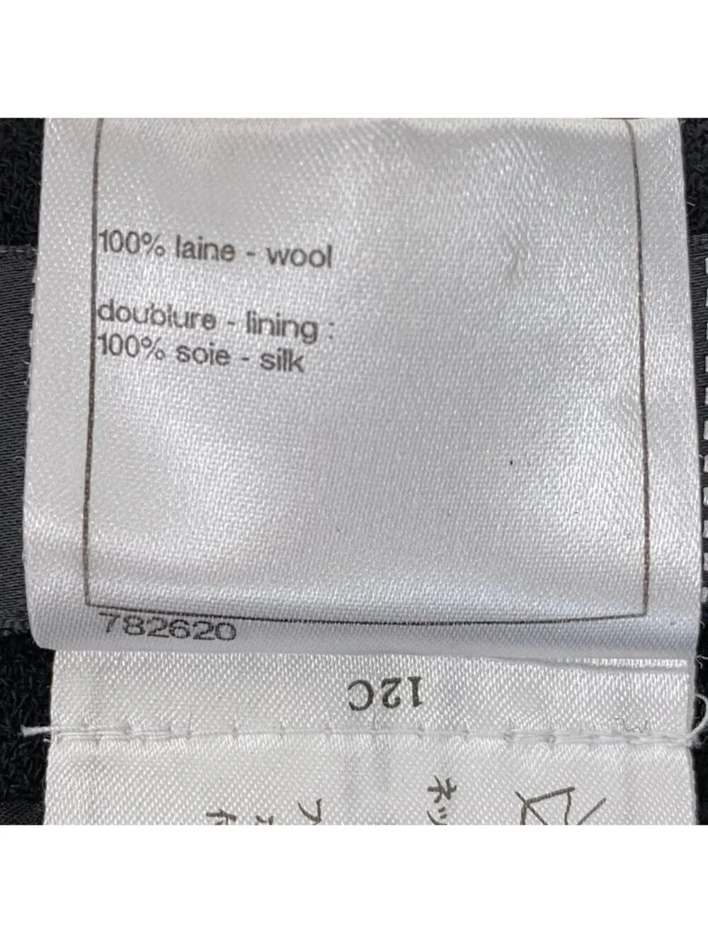 Chanel Knee Length Skirt CC Logo Pencil Wool Black 36